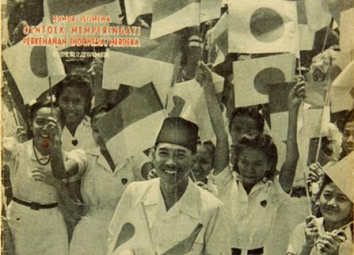 Omslag Djawa Baroe belofte Japan onafhankelijkheid Indonesië 1944. Collectie NIOD