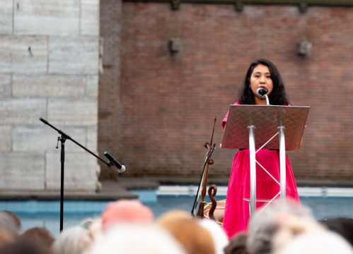 Yulia Pattopang op Dekoloniale Herdenking Indonesie Nederland 2024 door Lara Daams